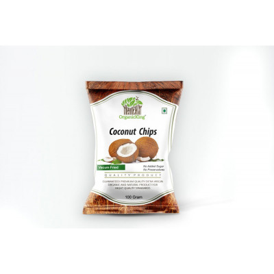 OrganicKing Premium Vacuum Fried Coconut Chips – 100% Natural, Crispy & Healthy | Guilt-Free Snack with No Added Preservatives o