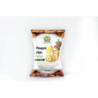 OrganicKing Premium Vacuum Fried Ripe Pineapple Chips – 100% Natural, Sweet & Crispy | Perfect Healthy Snack with No Added Sugar