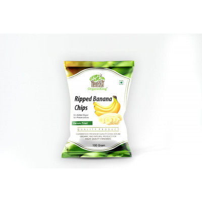 OrganicKing Premium Vacuum Fried Ripe Banana Chips – 100% Natural, Sweet & Crispy | Healthy Snack with No Added Sugar or Preserv